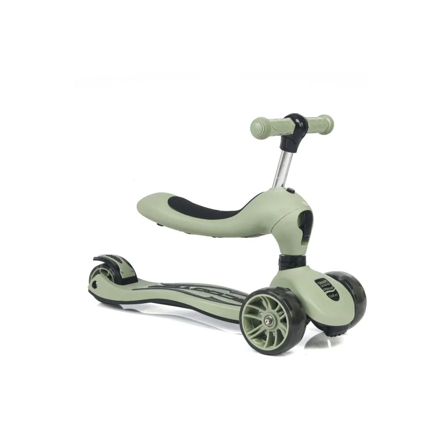 UniCare Smart Oturaklı Çocuk Scooter 3 Tekerlekli Led Işıklı Scooter Yükseklik Ayarlı - Yeşil