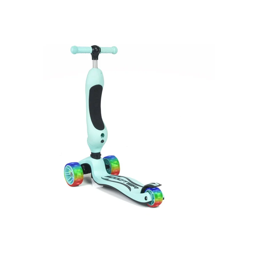 UniCare Smart Oturaklı Çocuk Scooter 3 Tekerlekli Led Işıklı Scooter Yükseklik Ayarlı - Su Yeşili