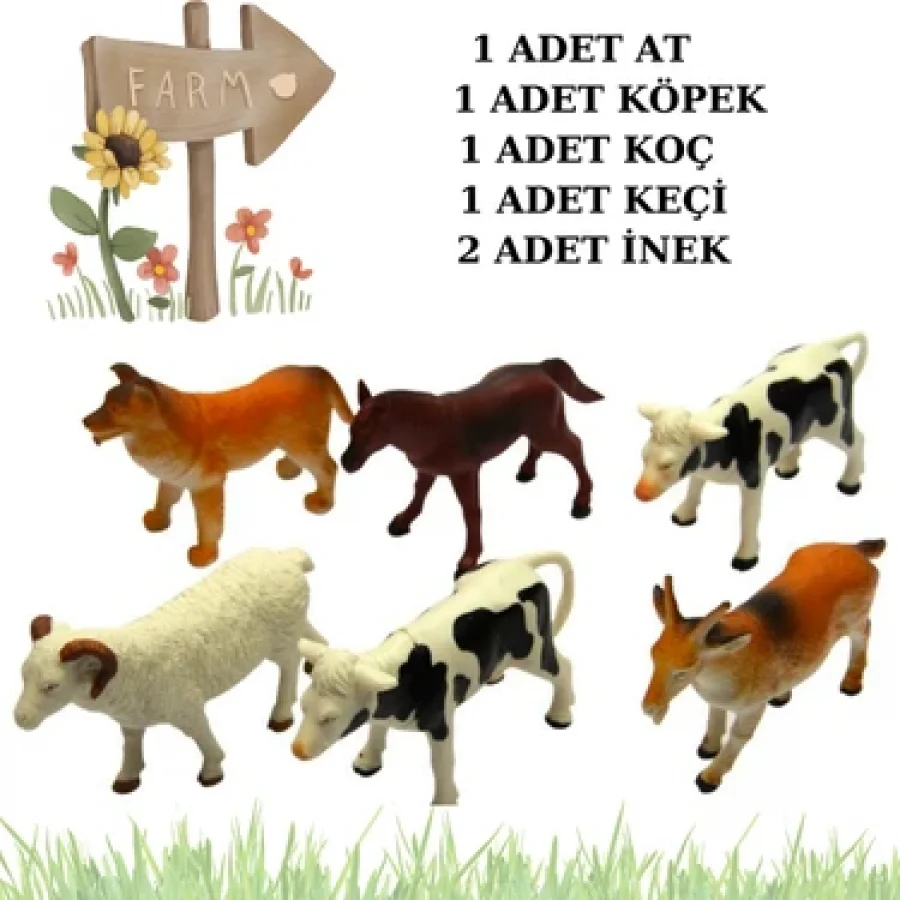 Vardem Poşetli 6 Lı Çiftlik Hayvanları 13cm