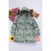 Babymiss Kız Çocuk Çıkarılabilir Kapüşonlu Cepli Baskılı Şişme Mont - Mint