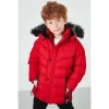 Babymiss Suni Kürklü Peluş Astarlı Çıkarılabilir Kapüşonlu Erkek Çocuk Mont - Kırmızı