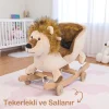Babymiss Tekerlekli Ve Ahşap Ayaklı Sallanan At, Eşek Peluş Oyuncak - Aslan