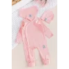 Begi Ters Dikişli Yandan Çıtçıtlı Bebek Tulum Pembe - 0-3 Ay
