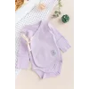Begi Ters Dikişli Yeni Doğan Kruvaze Çıt Çıtlı Body Zıbın - Lila