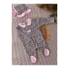 Begisa Bebe Yaka Leopar Desenli Şapkalı Tulum - Pembe