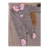 Begisa Bebe Yaka Leopar Desenli Şapkalı Tulum - Pembe
