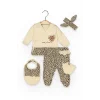 Begisa Kız Bebek Leopar Desenli 5 Parça Hastane Çıkış Seti