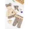 Begisa Kız Bebek Leopar Desenli 5 Parça Hastane Çıkış Seti