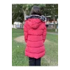 Kız Çocuk İçi Suni Kürklü Çıkarılabilir Kapüşonlu Cepli Şişme Mont - Kırmızı