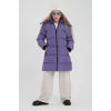 Kız Çocuk İçi Suni Kürklü Çıkarılabilir Kapüşonlu Cepli Şişme Mont - Mor