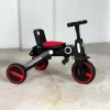 Üç Tekerlekli Katlanır Çift Yönlü Ebeveyn Kontrollü Çocuk Bisikleti - Kırmızı