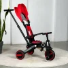 Üç Tekerlekli Katlanır Çift Yönlü Ebeveyn Kontrollü Çocuk Bisikleti - Kırmızı