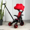 Üç Tekerlekli Katlanır Çift Yönlü Ebeveyn Kontrollü Çocuk Bisikleti - Kırmızı