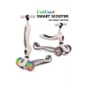 UniCare Smart Oturaklı Çocuk Scooter 3 Tekerlekli Led Işıklı Scooter Yükseklik Ayarlı - Somon