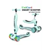 UniCare Smart Oturaklı Çocuk Scooter 3 Tekerlekli Led Işıklı Scooter Yükseklik Ayarlı - Su Yeşili