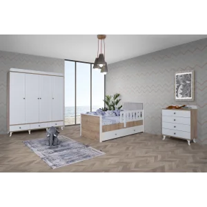 2KA Bonny White 4 Kapılı Karyolalı Takım