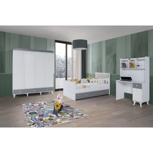 2KA Cover Grey 4 Kapılı Karyolalı Çocuk Odası Takımı