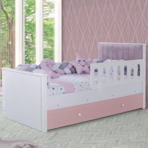 2KA Joy Pink Yavru Yataklı Kapitoneli Karyola