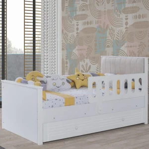 2KA Joy White Yavru Yataklı Kapitoneli Karyola