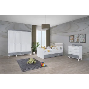 2KA New Luna Grey 4 Kapılı Karyolalı Çocuk Odası Takımı