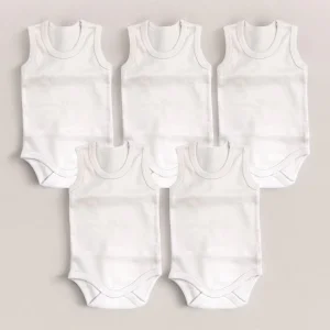 5li Askılı Çıtçıtlı Body Zıbın Bebek Atlet - Beyaz