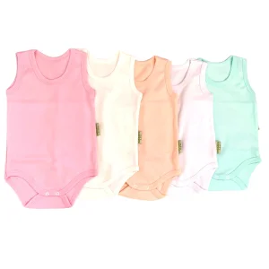 5li Bisiklet Yaka Kız Çocuk Çıtçıtlı Body Zıbın Atlet