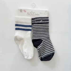 Aziz Bebe 2li Kolej Ve Çizgili Bebek Çorap 2 Yaş