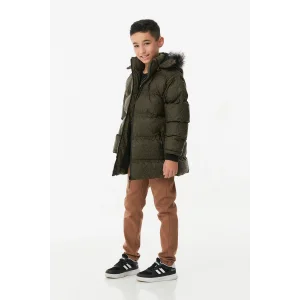 Babymiss Baskılı Kapüşonlu Unisex Çocuk Şişme Mont - Haki