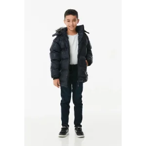 Babymiss Baskılı Kapüşonlu Unisex Çocuk Şişme Mont - Lacivert