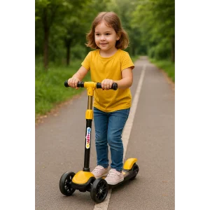 Babymiss Işıklı 3 Tekerlekli Çocuk Scooter – 3 Kademeli Yükseklik Ayarı - Sarı