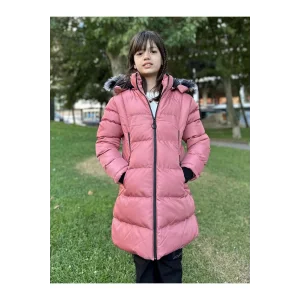 Babymiss Kız Çocuk İçi Suni Kürklü Çıkarılabilir Kapüşonlu Cepli Şişme Mont - Pudra