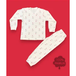 Babymiss Uzun Kollu Renkli Kalpli Desenli Çocuk Pijama Takımı
