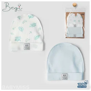 Begi 2 li Bebek Şapkası / Mavi Yapraklı