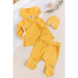 Begi Kendinden Eldivenli Natural Bebek Hastane Çıkışı Bebek Takımı Sarı - 0-3 AY