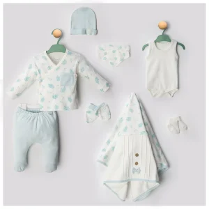 Begi Unisex 0-3 Ay Naturel Yapraklı 8li Set Hastane Çıkışı