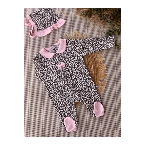 Begisa Bebe Yaka Leopar Desenli Şapkalı Tulum - Pembe