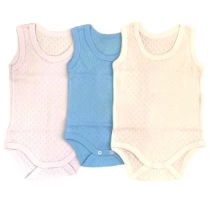 Erkek Bebek Atlet Body 3Lü Jakarlı Beyaz-Mavi-Krem