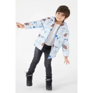 Erkek Çocuk Ekstra Dolgulu İçi Yumuşak Polarlı Kapüşonlu Şişme Mont