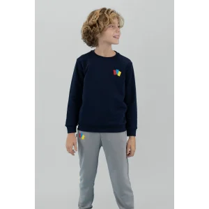 Haribo Kabartma Unisex Çocuk Sweatshirt - Lacivert