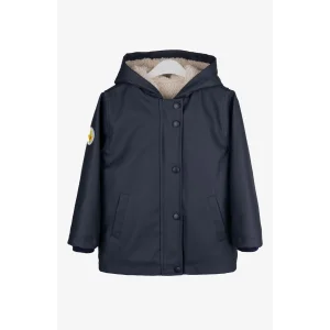 Haribo PU İçi Kürk Kaban Yağmurluk Mont - Lacivert
