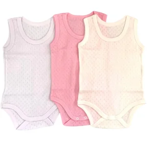 Kız Bebek Atlet Body 3Lü Jakarlı Beyaz-Pembe-Krem