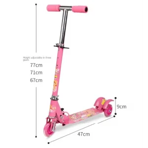 Metal Katlanır 3 Tekerlekli Işıklı Tekerlekli Çocuk Scooter