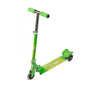Metal Katlanır 3 Tekerlekli Işıklı Tekerlekli Çocuk Scooter Yeşil