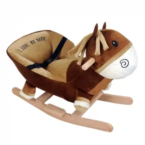 Sallanan Ahşap Ayaklı Peluş Eşek Koltuk - Kahve