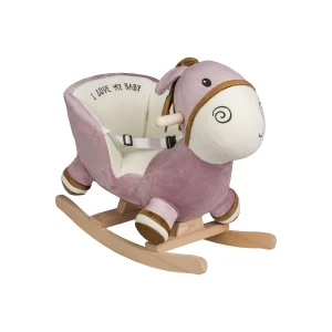 Sallanan Ahşap Ayaklı Peluş Eşek Koltuk - Pembe