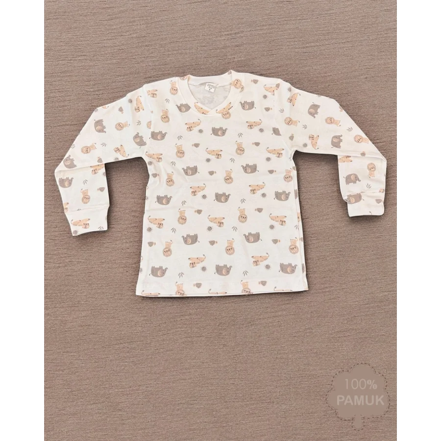Babymiss Uzun Kollu Fil ve Aslan Desenli Çocuk Pijama Takımı