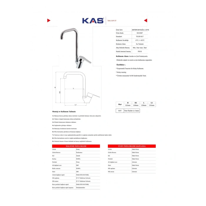 Kas 9231967 - Antoryum Eviye Armatürü (L)