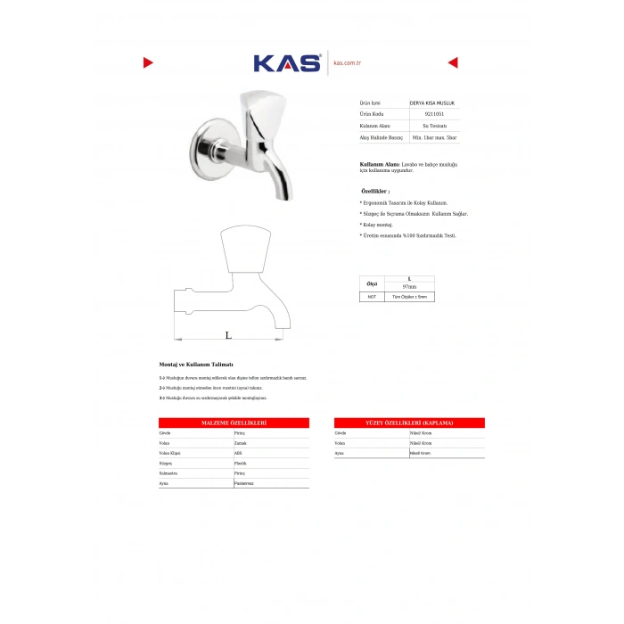 Kas 9211051 - Derya Kısa Musluk