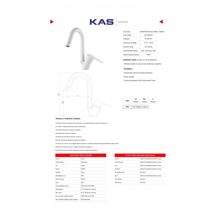 Kas 9231963 - Antoryum Lavabo Armatürü