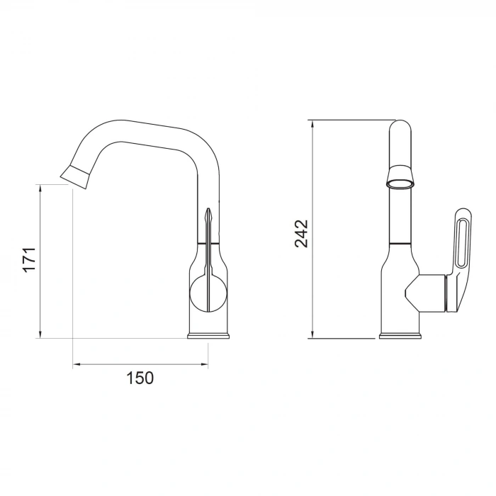 Valtemo VM-1402 - Stello Mat Siyah Lavabo Bataryası Medium